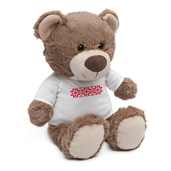 X74004.10 - Maskotka Big Teddy w koszulce z motywem świątecznym, brązowy